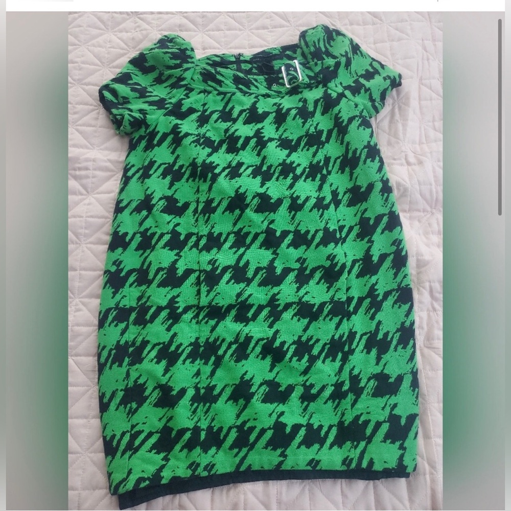 Marc by Marc Jacobs Green and Black Houndstooth Mini Dress - Picture 4 of 8
